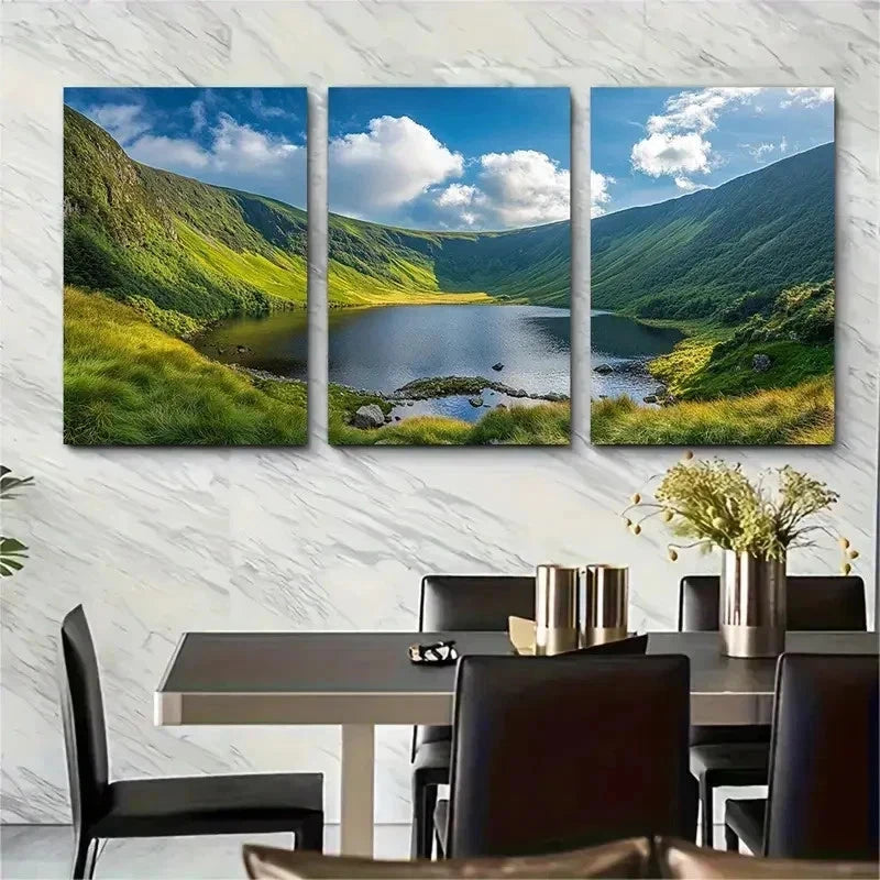 3pcs Wicklow Mountains National Park Perfect Wall Art Set Canvas Framed 50x70cm - High Quality Print 100% Australian Made Wall Canvas Ready to Hang