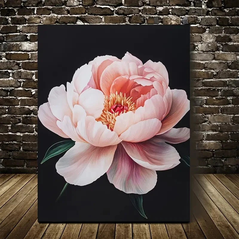 Elegant Pink & White Floral Painting 40x60cm Metal Print Ready to Hang - Bella Home Decor