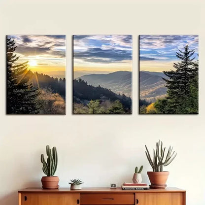 3pcs Featuring Mountain Sunset Forest Nature Wall Art Canvas Unframed - High Quality Print 100% Australian Made Wall Canvas