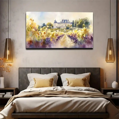 Castle Vineyard Waterproof Wall Art Canvas Office Home Room Framed 120x60cm
