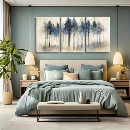 3pcs A Set of Three Tranquil Forest Landscape Metal Print Ready to Hang Art - Bella Home Decor