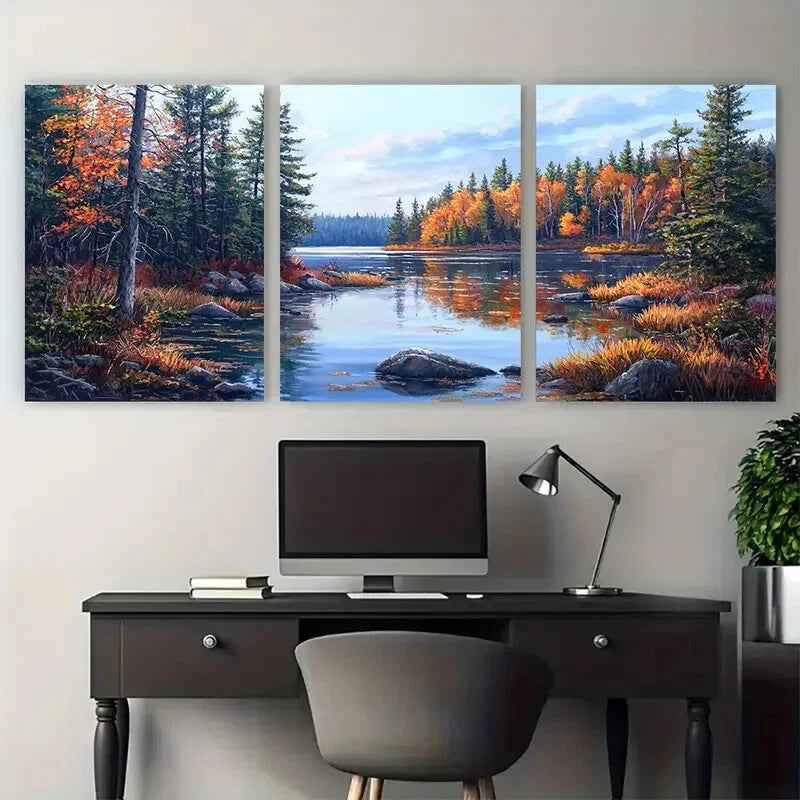 3pcs Algonquin Park Scenic Views Metal Print Ready to Hang Art - Bella Home Decor