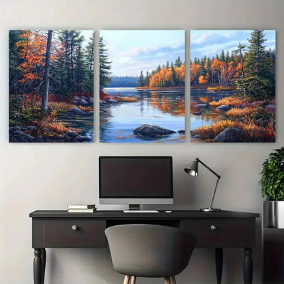 3pcs Algonquin Park Scenic Views Metal Print Ready to Hang Art - Bella Home Decor