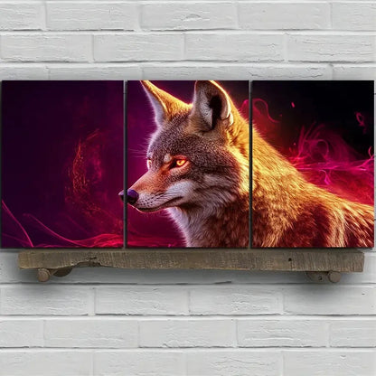 3pcs A Beautiful Coyote Stunning Golden Eyes Metal Print Ready to Hang Art - Bella Home Decor