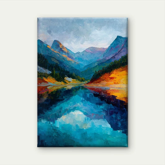Abstract Mountain Lake Landscape 60x90cm Metal Print Ready to Hang