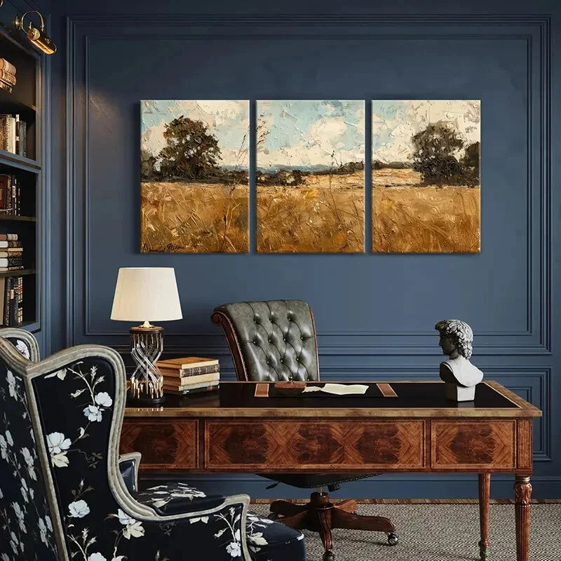 3pcs Abstract Landscape Painting Impressionist Metal Print Ready to Hang Art - Bella Home Decor
