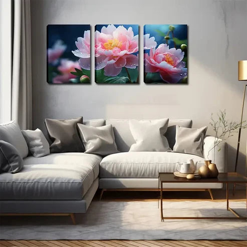 3pcs Beautiful Flowers In Bloom Wall Art Set Wall Art Canvas Unframed - High Quality Print 100% Australian Made Wall Canvas - Bella Home Decor