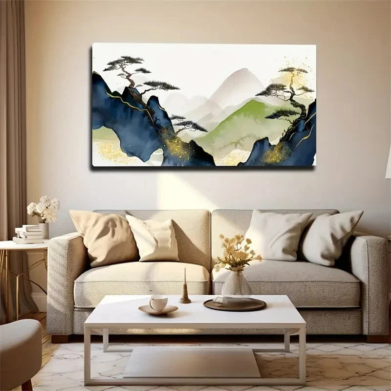 Textured Mountain Scene Wall Art Canvas Office Home Room Framed 120x60cm