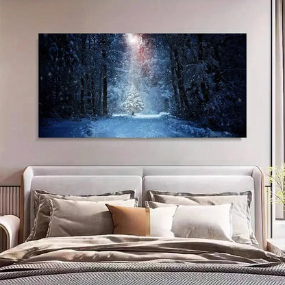 Charming Snowy Forest Décor Wall Art Canvas Office Home Room Framed 120x60cm - Bella Home Decor