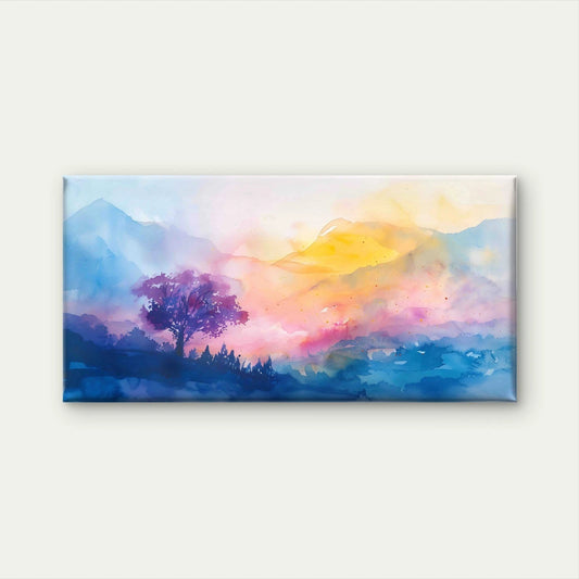 Landscape With Mountain Trees Wall Art Canvas Office Home Room Framed 120x60cm