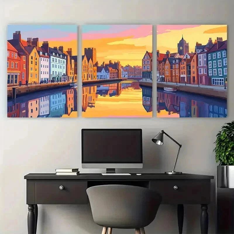 3pcs Yorkshire Travel Home Decor Perfect  Wall Art Set Canvas Framed 60x90cm - High Quality Print 100% Australian Made Wall Canvas Ready to Hang