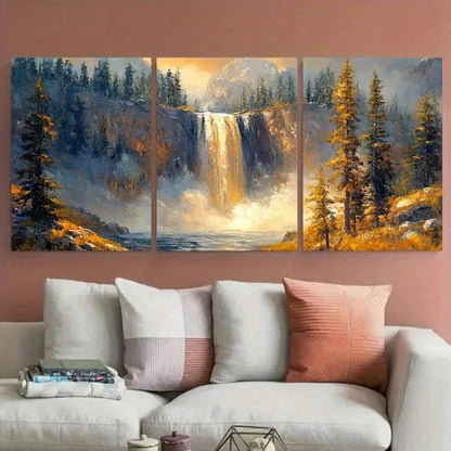 3pcs Yellowstone National Park Pine Trees Design Wall Art Set Canvas Unframed - High Quality Print 100% Australian Made Wall Canvas