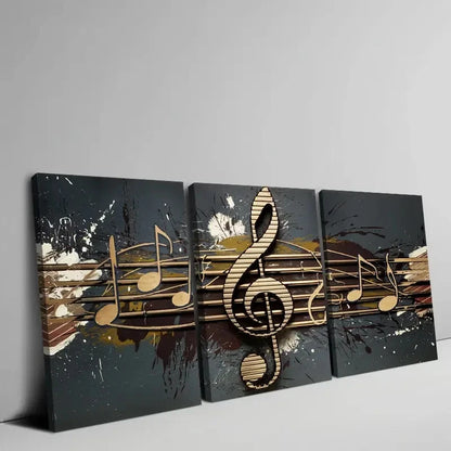 3pcs Flat Frame Abstract Music Symbol  Wall Art Set Canvas Framed 40x60cm - High Quality Print 100% Australian Made Wall Canvas Ready to Hang