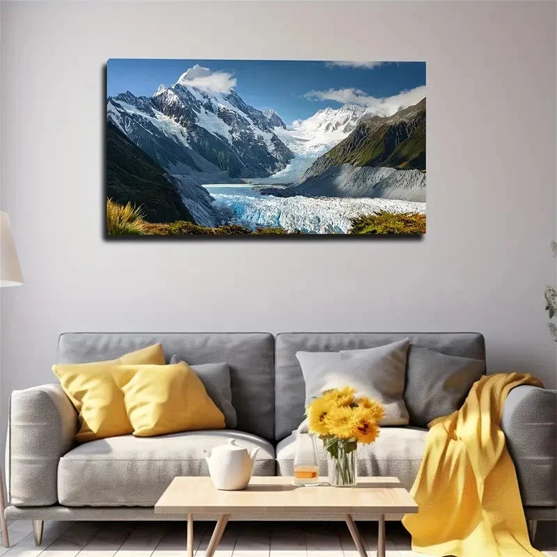 Thick Glacier & Snow Wall Art Canvas Office Home Room Framed 120x60cm