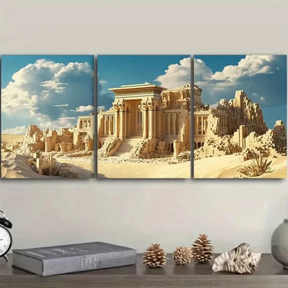 3pcs Photograph of an Ancient City Wall Art Set Canvas Unframed - High Quality Print 100% Australian Made Wall Canvas