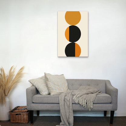 Abstract Orange & Black Geometric Circles Mid Century 40x60cm Metal Print Ready to Hang