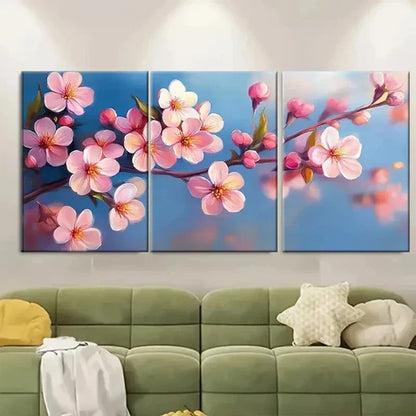 3pcs Blossom Flowers Art Ready Wall Art Set Canvas Unframed - High Quality Print 100% Australian Made Wall Canvas - Bella Home Decor