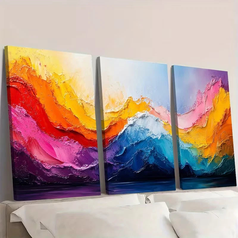 3pcs Abstract Colorful Oil Decor  Wall Art Set Canvas Framed 50x70cm - High Quality Print 100% Australian Made Wall Canvas Ready to Hang - Bella Home Decor
