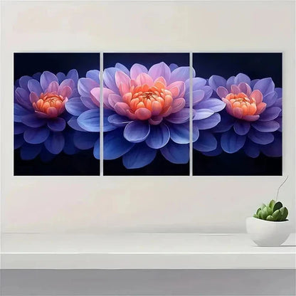 3pcs Purple Chrysanthemum Flower Wall Art Canvas Unframed - High Quality Print 100% Australian Made Wall Canvas