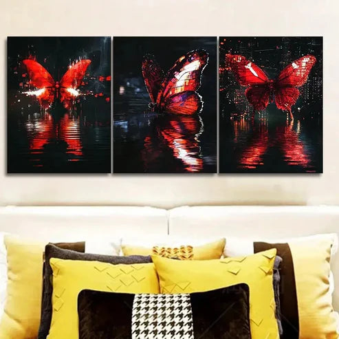 3pcs Featuring Butterfly-Themed Wall Art Set Canvas Unframed - High Quality Print 100% Australian Made Wall Canvas