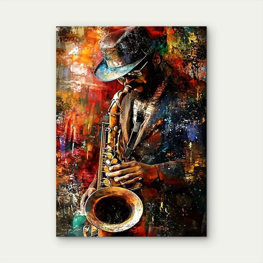 The Midnight Saxophonist 40x60cm Metal Print Ready to Hang
