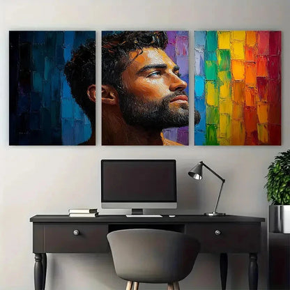 3pcs Male Body Impasto Illustration Wall Art Set Canvas Framed 50x70cm - High Quality Print 100% Australian Made Wall Canvas Ready to Hang