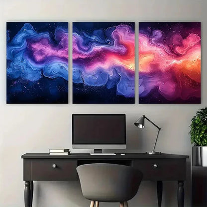 3pcs Fluid Abstract Swirling Blues Purples Pinks Wall Art Canvas Unframed – High Quality Print 100% Australian Made Wall Canvas - Bella Home Decor
