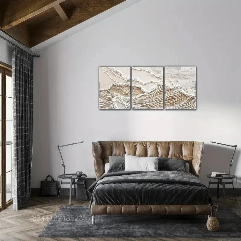3pcs Artistic Display Off- White wall art Metal Print Ready to Hang Art - Bella Home Decor