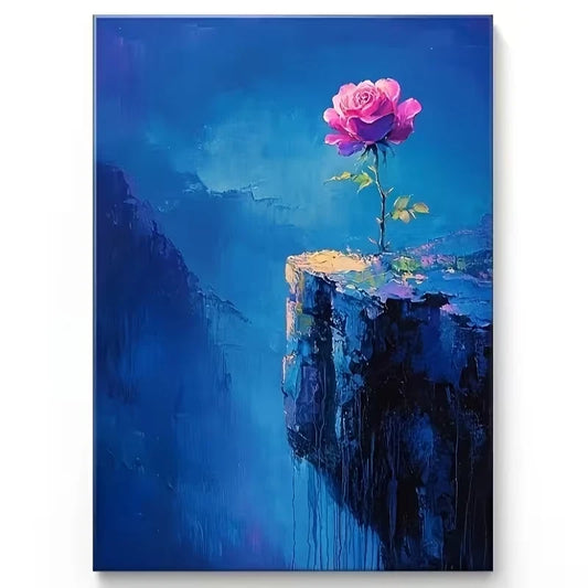 Vibrant Pink Rose on Cliff 60x90cm Metal Print Ready to Hang