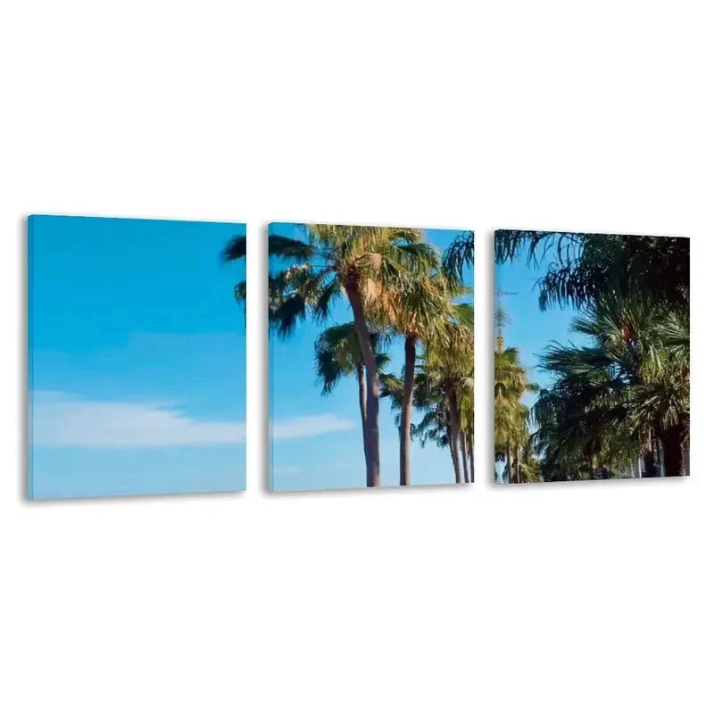 3pcs Tropical Palm Tree Beach Scene  Wall Art Set Canvas Framed 60x90cm - High Quality Print 100% Australian Made Wall Canvas Ready to Hang