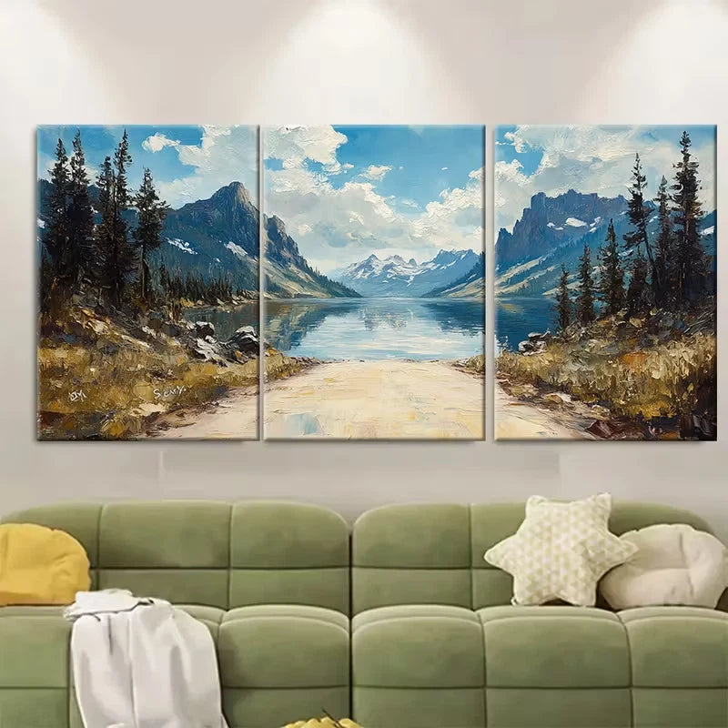 3pcs Yellowstone National Park Oil Painting Metal Print Ready to Hang Art