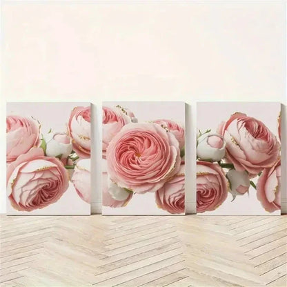 3pcs Pink Rose Elegant Artwork Wall Art Canvas Unframed – High Quality Print 100% Australian Made Wall Canvas