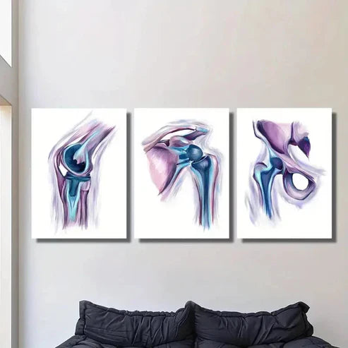 3pcs intricate Blue & Purple Figures Wall Art Set Canvas Unframed - High Quality Print 100% Australian Made Wall Canvas