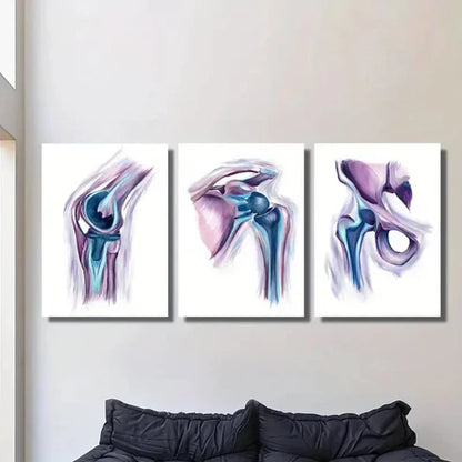 3pcs intricate Blue & Purple Figures Wall Art Set Canvas Unframed - High Quality Print 100% Australian Made Wall Canvas