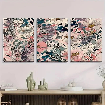 3pcs Pastel Watercolor Floral Foliage Wall Art Set Canvas Framed 50x70cm - High Quality Print 100% Australian Made Wall Canvas Ready to Hang