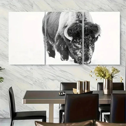 3pcs Winter Buffalo Holiday Metal Print Ready to Hang Art