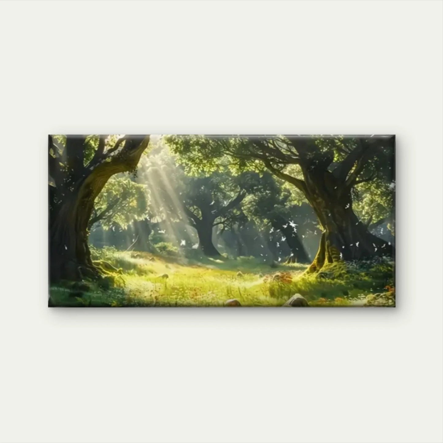 Forest Trees Flowers Grass Wall Art Canvas Office Home Room Framed 120x60cm