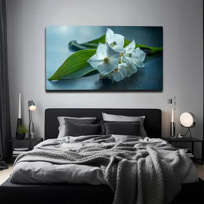 Beautiful White Flowers Wall Art Canvas Office Home Room Framed 120x60cm