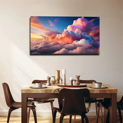 Vibrant Clouds Modern Wall Art Canvas Office Home Room Framed 120x60cm