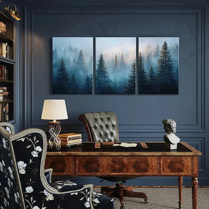 3pcs Forest Landscape Pine Trees Nature Scenery Metal Print Ready to Hang Art - Bella Home Decor