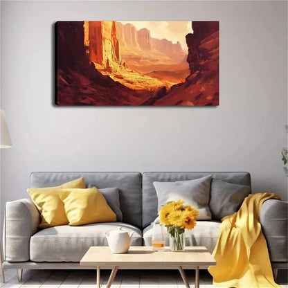 Abstract Desert Canyon Lands Wall Art Canvas Office Home Room Framed 120x60cm