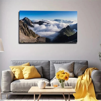 Mountain Valley Mist & Fog Wall Art Canvas Office Home Room Framed 120x60cm