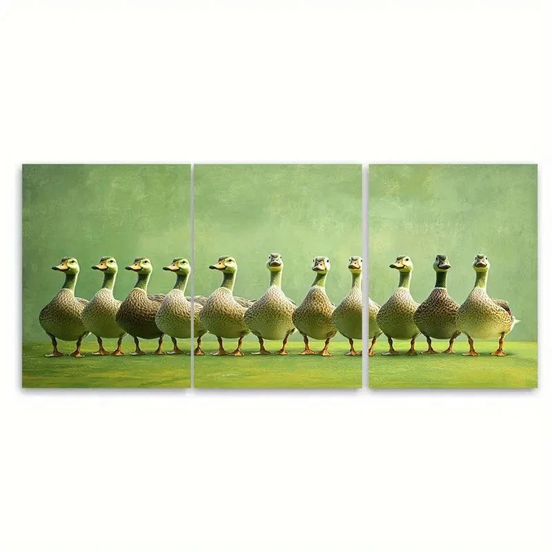 3pcs Silly Goose Funny illustration Wall Art Set Canvas Framed 50x70cm - High Quality Print 100% Australian Made Wall Canvas Ready to Hang