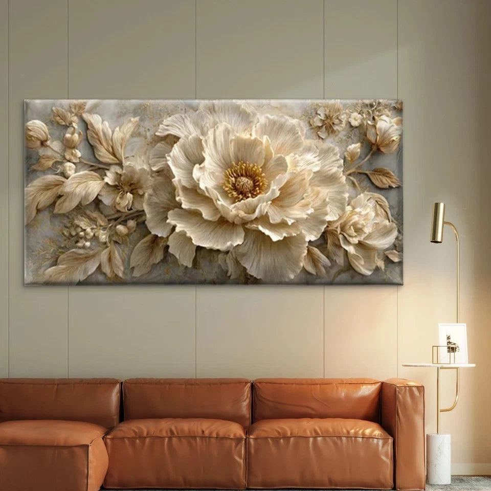 Botanical & Geometric Floral Wall Art Canvas Office Home Room Framed 120x60cm