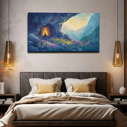 Meditative Cave With Vibrant Wall Art Canvas Office Home Room Framed 120x60cm
