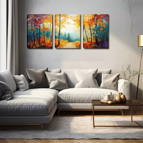 3pcs Poster Picture, Autumn Woods, Attractive Wall Art Canvas Unframed - High Quality Print 100% Australian Made Wall Canvas