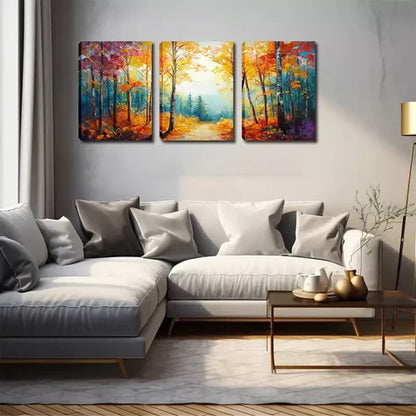 3pcs Poster Picture, Autumn Woods, Attractive Wall Art Canvas Unframed - High Quality Print 100% Australian Made Wall Canvas