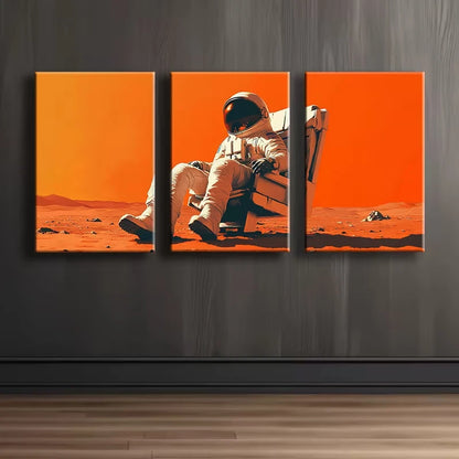 3pcs Astronauts are on Mars Illustration Wall Art Set Canvas Framed 50x70cm - High Quality Print 100% Australian Made Wall Canvas Ready to Hang - Bella Home Decor