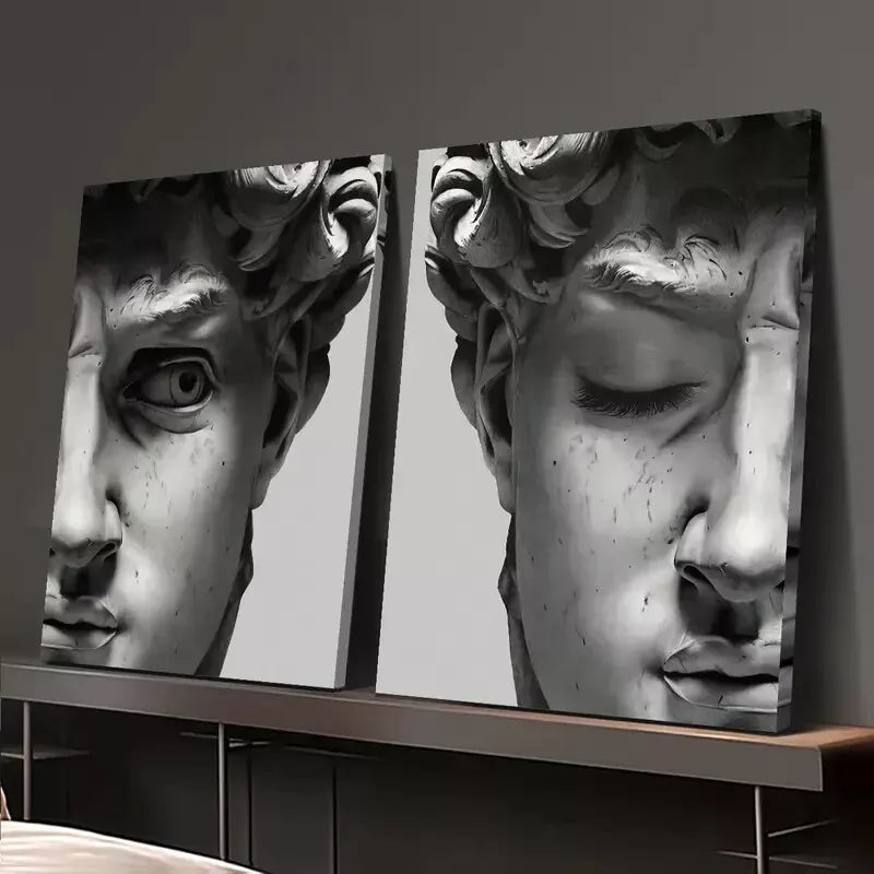 2pcs Interesting Plaster Statue Decoration Painting Canvas Framed 50x75cm - High Quality Print 100% Australian Made Wall Canvas Ready to Hang - Bella Home Decor