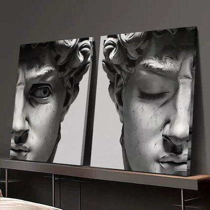 2pcs Interesting Plaster Statue Decoration Painting Canvas Framed 50x75cm - High Quality Print 100% Australian Made Wall Canvas Ready to Hang - Bella Home Decor